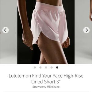 Lululemon Find Your Pace High-Rise Lined Short 3" Strawberry Milkshake Sz 8